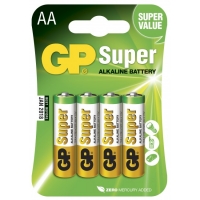 Blister de 4 piles alkaline AA / LR6 SUPER - GP Battery