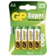 Blister de 4 piles alcaline AA / LR6 SUPER - GP Battery