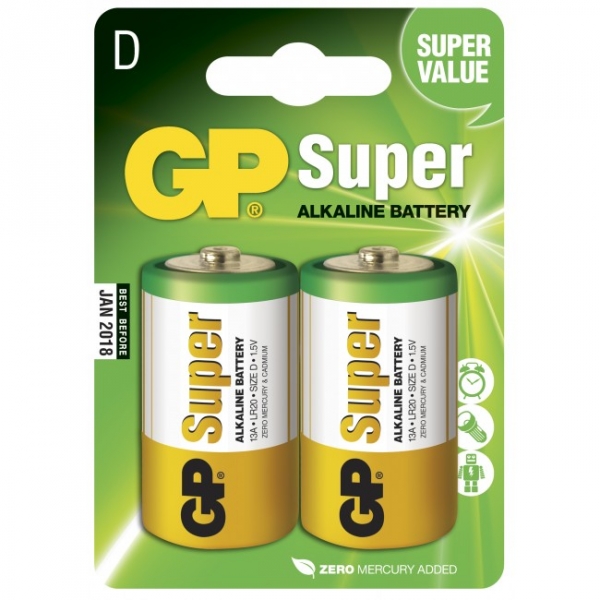 Blister de 2 piles alcaline D / LR20 SUPER - GP Battery