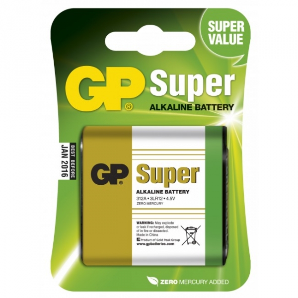 Blister de 1 pile alcaline 3LR12 4,5V SUPER - GP Battery