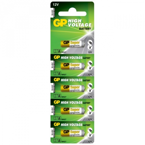 Carte de 5 piles alcaline 27A / MN27 - 12V - GP Battery