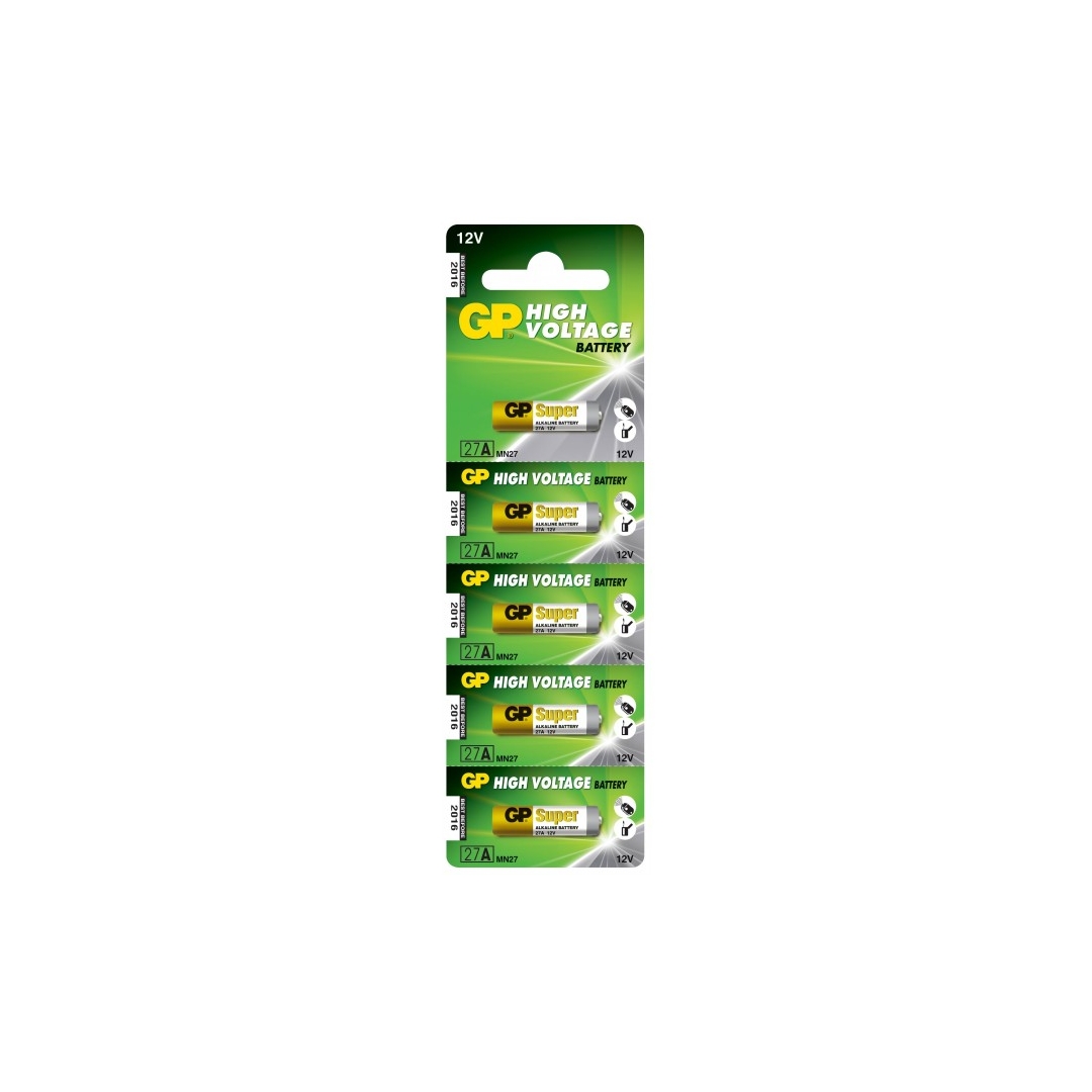 Carte de 5 piles alcaline 27A / MN27 - 12V - GP Battery