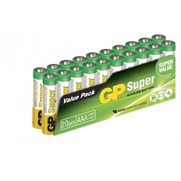 Film de 20 piles alcaline AAA / LR03 SUPER - 1,5V - GP Battery