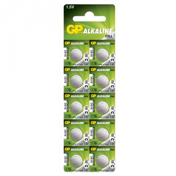 10 piles bouton alcaline GP A76 / LR44 / V13GA - 1,5V - GP Battery