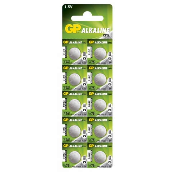 Piles bouton alcaline 5 x GP A76 / LR44 / V13GA - 1,5V - GP Battery