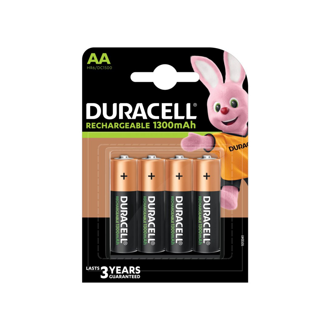 Duracell rechargeables R6/AA Ni-MH 1300 mAh x 4 piles - PilesMoinsCher
