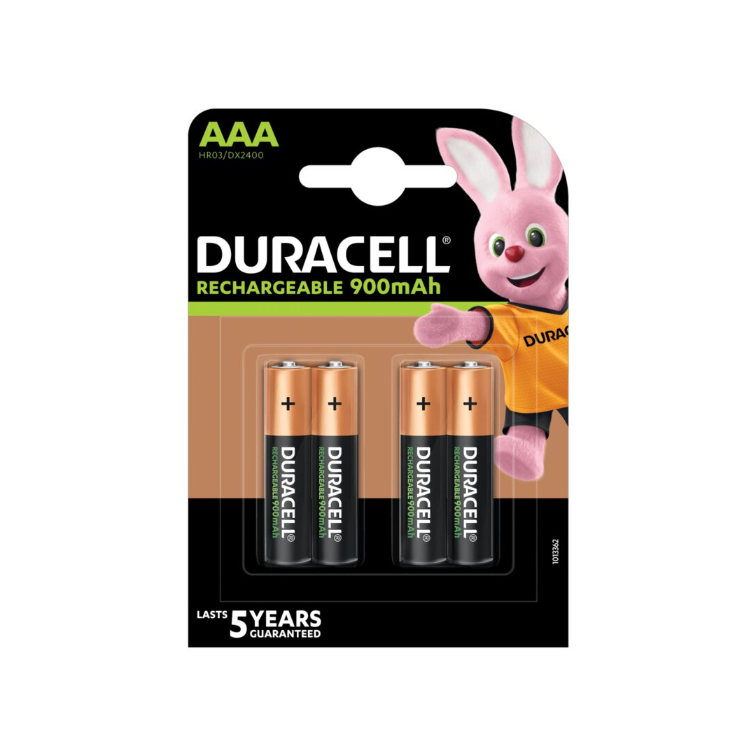 Duracell rechargeables R03 AAA Ni-MH 900 mAh x 4 piles - PilesMoinsCher
