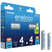 Piles rechargeables MIX 4 x R6/AA + 4 x R03/AAA Panasonic Eneloop (blister)