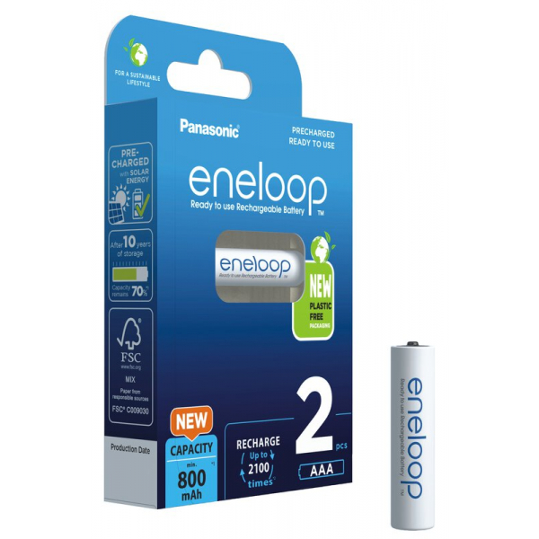 Panasonic Eneloop R03/AAA 800mAh x 2 piles rechargeables (blister)