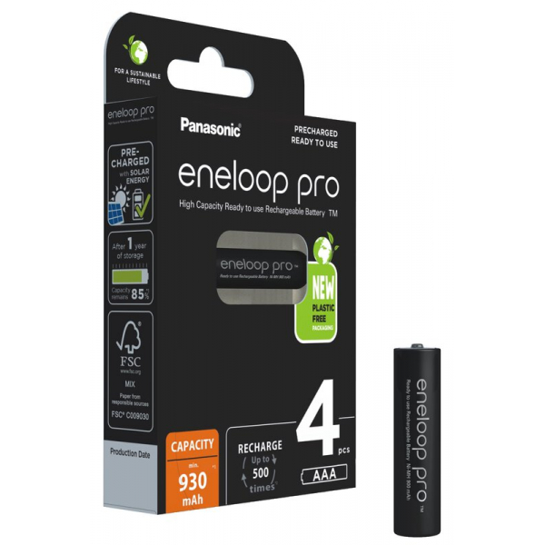 Panasonic Eneloop PRO NEW Ni-MH 930mAh R03/AAA x 4 piles rechargeables (blister)