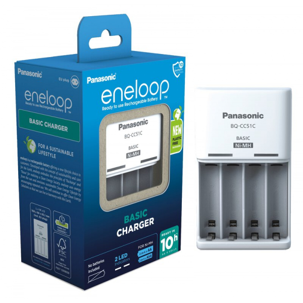 Chargeur de batterie rechargeable NI-MH Panasonic Eneloop BQ-CC51