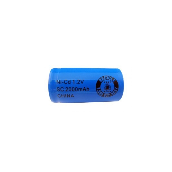 Pile NiCD Sub C 2000 mAh tête plate - 1,2V - Evergreen