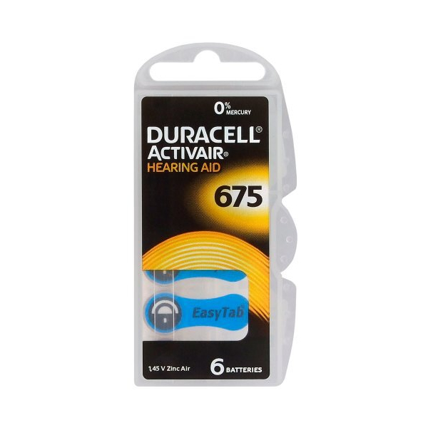 Duracell ActivAir 675 MF pour appareils auditifs x 6 piles