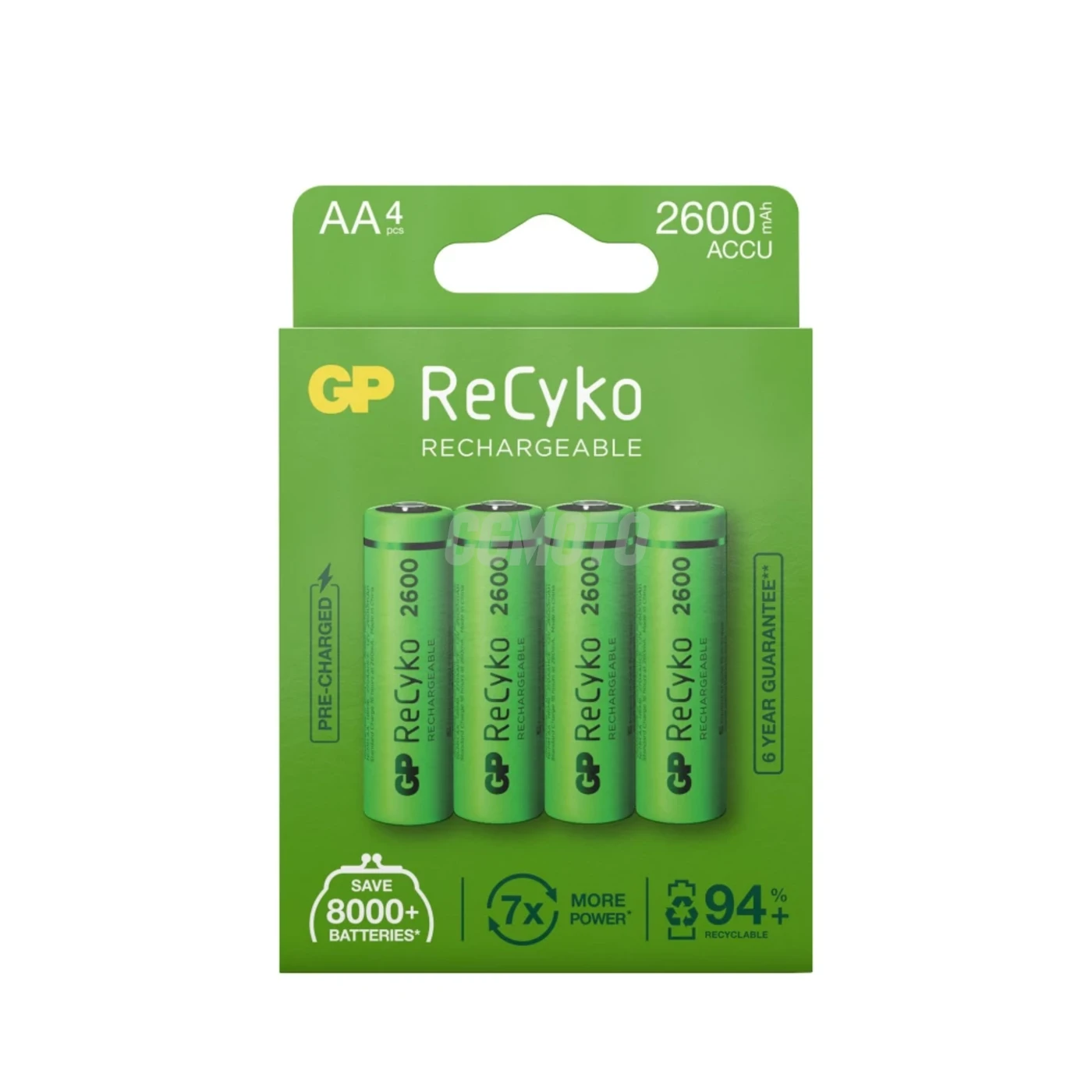 4 piles rechargeables NIMH AA 1,2 V Recyko 2600 mAh