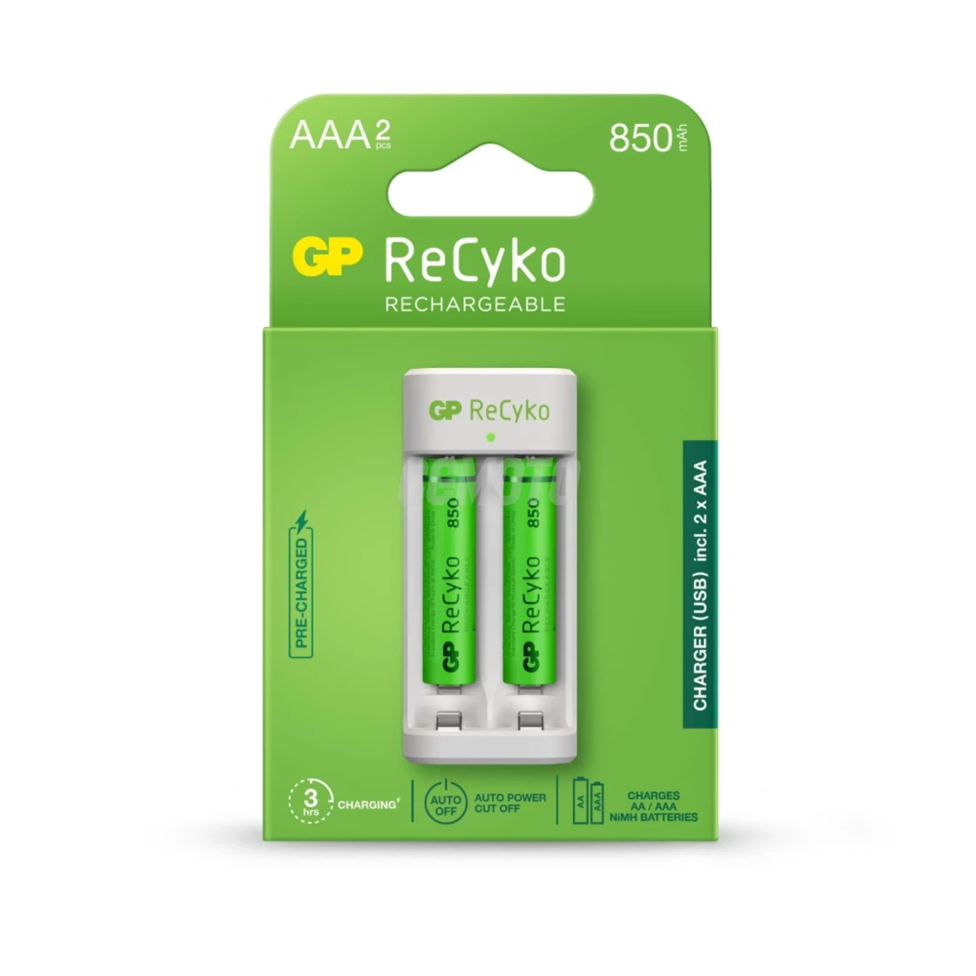 Chargeur classique GP E211 + 2 accus AAA 850 mAh