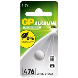 Pile bouton alcaline GP A76 / LR44 / V13GA - 1,5V - GP Battery