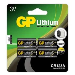 4 piles lithium CR123A 3 V 