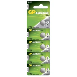 5 piles bouton alcaline GP A76 / LR44 / V13GA - 1,5V - GP Battery 5 piles bouton alcaline GP A76 / LR44 / V13GA - 1,5V - GP Battery