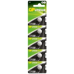 5 piles bouton lithium CR1220 3 V 5 piles bouton lithium CR1220 3 V