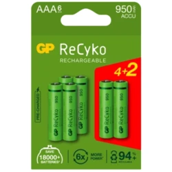 6 piles rechargeables NIMH AAA 1,2 V Recyko 950 mAh 6 piles rechargeables NIMH AAA 1,2 V Recyko 950 mAh